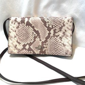 Coach Foldover Clutch Leather Crossbody Python